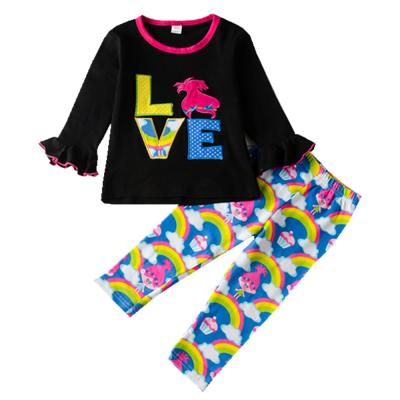 China Top selling cute guaranteed quality fashionable toddler style cute girls fall boutique outfit for sale