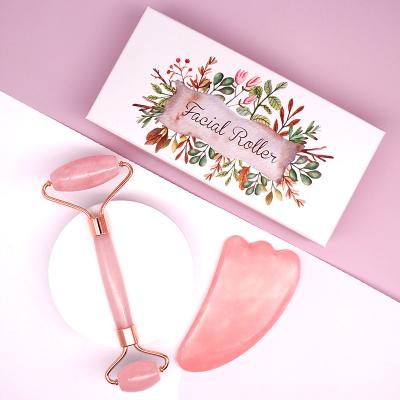 China Face refund if no effect jade roller set pink jade roller and gua sha for sale