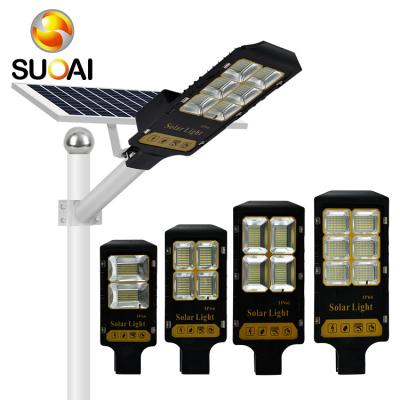 China ROAD SUOAI Ip65 waterproof 100w 200w 300w remote control integrated outdoor garden street light led solar street light for sale