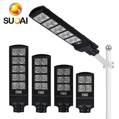 China ROAD SUOAI Hot Selling Ip65 ABS Waterproof Outdoor 60w 90w 120w 150w Integrated All In One Led Solar Road Lamp for sale