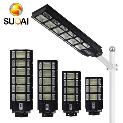 China Low Price ROAD SUOAI 120 150 180 Watt Mos Radar 90 Integrated All In One Led Solar Street Light For Garden for sale