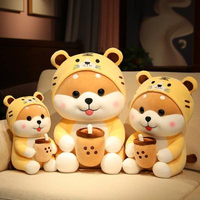 China Custom Cute Plush Corgi Tiger Mascot Kids Gift Stuffed Corgi Dog Doll Boba Stuffed Animal Toy for sale