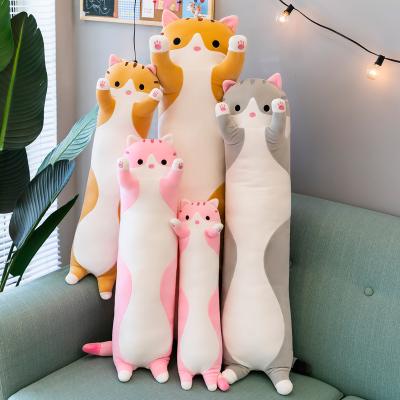 China Customized Comfortable Cat Big Hugging Cartoon Long Soft Cat Kitten Legs Sleeping Pillow Plush Toy for sale