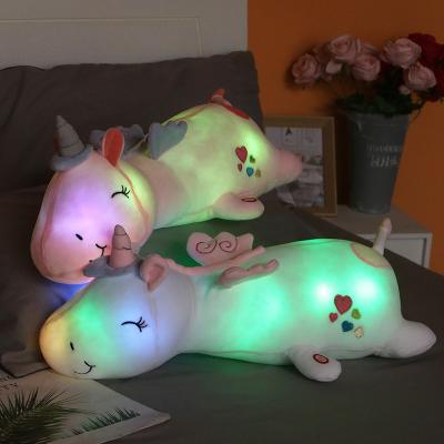 China Unicorn Stuffed Animal Plush Toy Unicorn Pillow Valentine's Day Gift Cute Led Light Comfortable Wholesale for sale