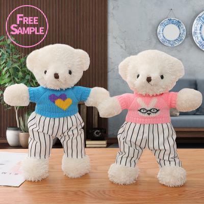 China Cozy Custom Heart Sweaters Teddy Bear Doll For Kids Gift Stuffed Teddy Bear Toy for sale