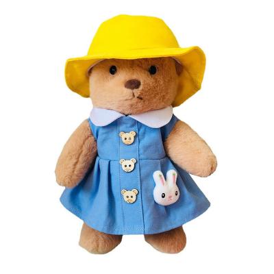 China Blue Cozy Animal Rabbit Plush Toy Skirt Fisherman Hat Teddy Bear Plush Toy Clothes Accessories 30cm for sale