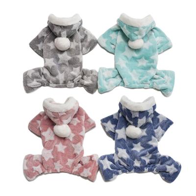 China Customized Coral Stocked Velvet Dog Pet Clothes New Autumn Winter Small Dog Pajamas for sale