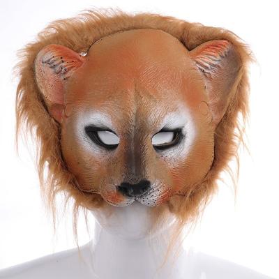 China Adult PU Customized Border Halloween Party Cosplay Foam New Lion Mask Cosplay Props Soft Animal for sale