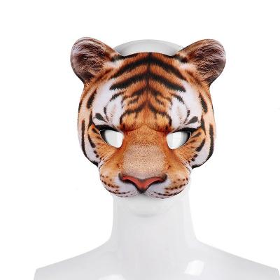 China Hot Selling Halloween EVA Half Face Children Adult Cosplay Props Dress- Cartoon Tiger Mask Animal Headdress for sale