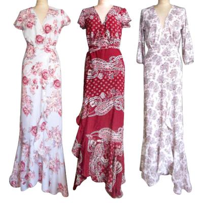 China Breathable Most Popular Summer New Design Women Ladies Casual Dress Print V-Neck Dress Custom Fit OEM Customized for sale