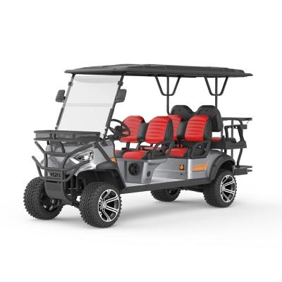 China Newest Design Touring Hotel Golf Course High Park Golf Course 6 Seater 12X7 Guided Red Electric Golf Cart Lithium Battery Golf Cart for sale