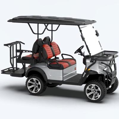 China Gray Color Unique Design 2 4 6 Seater Electric Golf Cart High Chassis 4 Li Battery Golf Bag Holder 12X7 Seater Golf Cart for sale