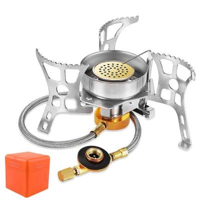 China 1 Minute Camp Cookware Glamping Free Sample Multi-Fuel Collapsible Foldable Portable Outdoor Cooking Gas Burner Gas Stove Windstop Stove Camping Gas Stove for sale