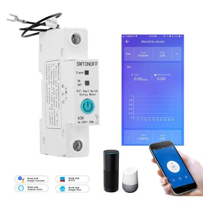 China High Overload 1P eWelink Single Phase Din Rail WIFI Smart Energy Meter Power KWH Meter Wattmeter with Alexa Google for Smart Home for sale