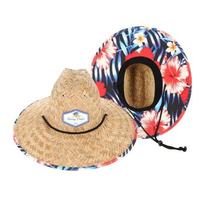 China Dobby Sun Straw Hat Customized Good Quality Wide Brim Summer Natural Grass Lifeguard Straw Hat for sale