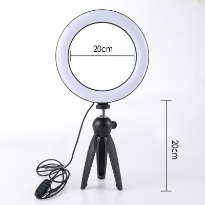 China Desktop Photography LED Selfie Ring Light with Desk Stand for Makeup 8 Inch Dimmable 10W 3200k-6500K Circular Beauty Lamp for sale