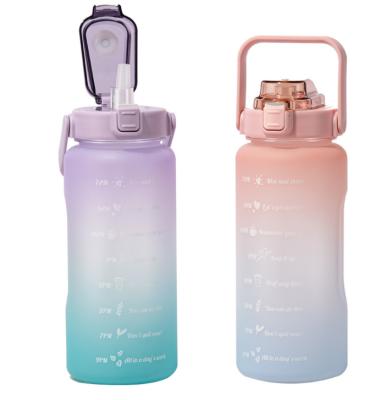 China Hot Gym Gallon Water Bottles Plastic Stocked Smart Water Sport With Time Marker Plastic Bottles for sale