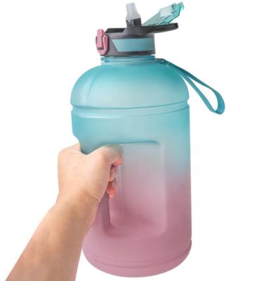 China Large 1 Gallon / 128oz Sport PETG Motivational GYM Water Bottle with Time Marker and Straw for sale