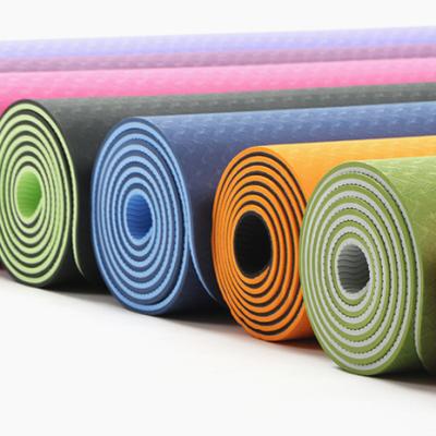 China Tape Custom Non Slip Double Layer Tape Eco Friendly Yoga Mat Yoga Pilates 6MM Textured Non Slip Outdoor Yoga Mats for sale