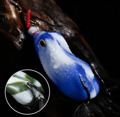 China Rikimaru Artificial Spoon Fishing Lure Spinning 3D Spinner Tail Frog Bait With Rope String Frog for sale