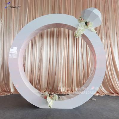 China Knock Down Wrapping Wedding White Transparent Diamond Decoration Flower Wall Backdrop Design for sale