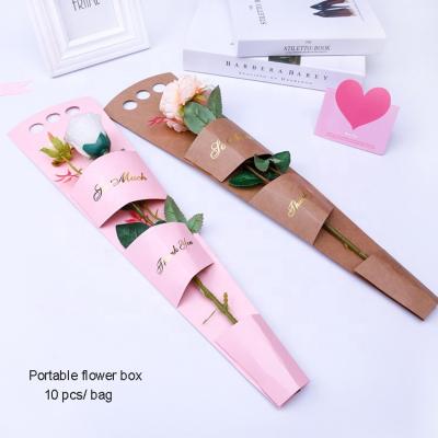 China Small Recyclable Cheap Gift Paper Packaging Single Rose Box for sale