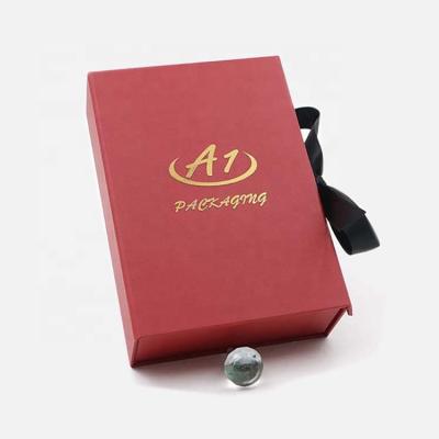 China Recyclable Perfume 2020 50ml Custom Red Gift Cosmetic Paper Box With Ribbon for sale