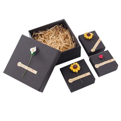 China Factory Made Craft Paper Ring Necklace Bracelet Cufflink Present Jewelry Packaging Box Small Gift Craft With Black Color 2019JB-JB011 for sale