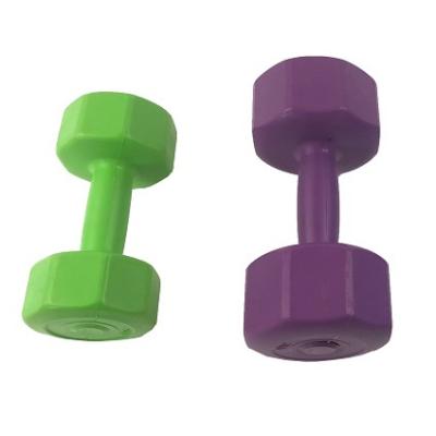 China Wholesale PVC Women Gym Hex Vinyl Plastic Cement Hexagon Training Dumbbell Set for sale