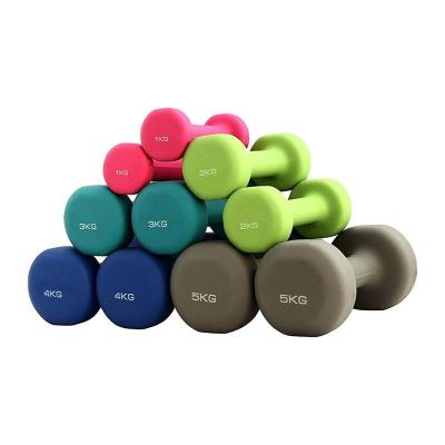 China Colored Hexagon Neoprene Weight Lfiting Dipping Dumbbell for sale