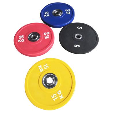 China Professional Weightlifting Hot Sale PU Weight Plate With Stainless Ring for sale