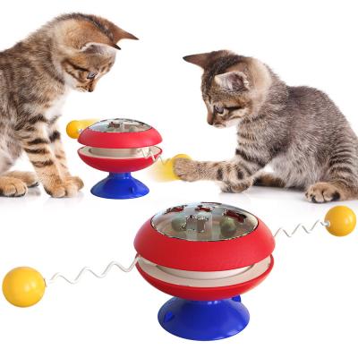 China Stocked Creative Turntable Design Pasted Cat Toys Funny Luminous Interactive ABS Material Movement Toy For Cats for sale