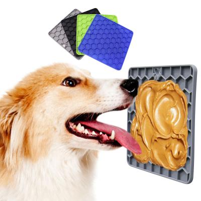 China New Dog Shaped Dog Bone Shaped Food Grade Silicone Slow Food Stocked Square Dog Lick Mat for sale