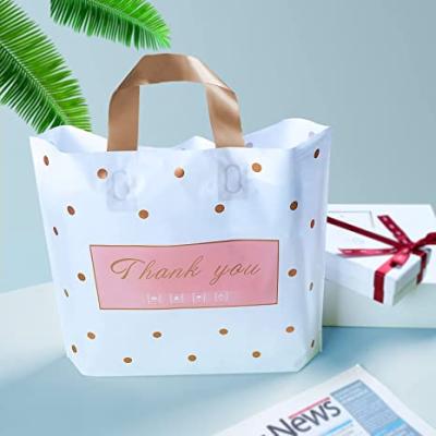 China Moisture Proof Plastic Bag With Handle Plastic Goods Bags 100 Bundles For Retail, Gifts, Trade Show for sale