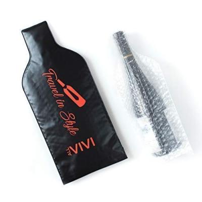 China Waterproof Black Plastic Reusable Wine Bottle Protector Sleeve Travel Bag Wine Bottle Bubble Bags for sale