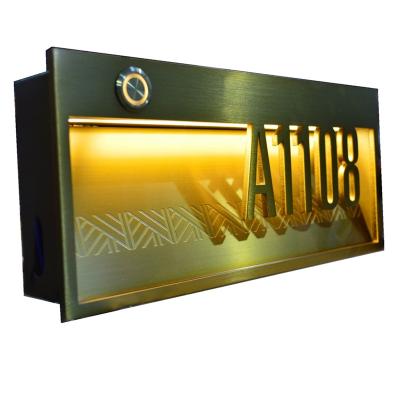 China Modern Custom Stainless Steel Apartment Door Illuminate Led House Number Door Plate House Numbers for sale