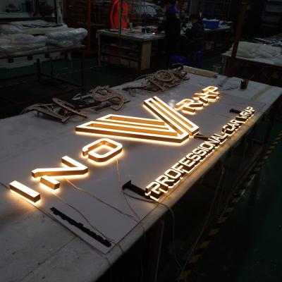 China High Quality Shops Metal Craft Front Lit Led Channel Side Double Light Acrylic Letter Sign for sale