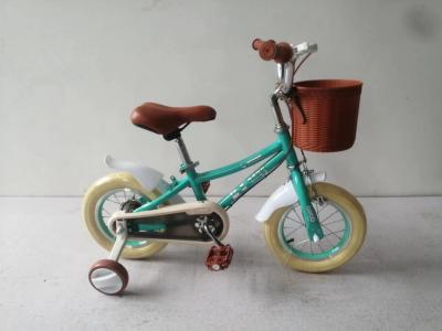 China Bicicleta infantil de 12 polegadas com cesta e freio Bicicleta verde para crianças à venda