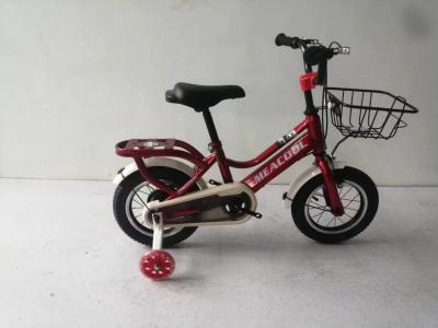 China Niños Bicicleta de marco de acero con cesta de acero con rueda de entrenamiento en venta