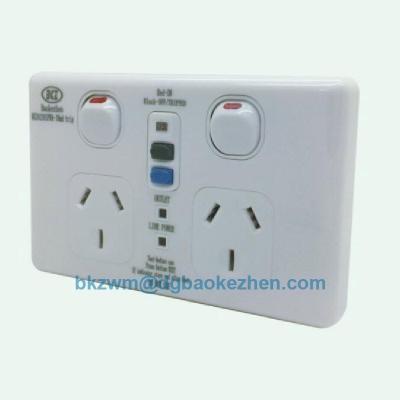 China BKZ0230SPWA Australia Residential / General Purpose Plastic Twin RCD Socket With Switch for sale