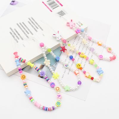 China Fashionable Various Shapes Materials And Colors Lanyard High Quality Custom Phone Chain Strap Diy Beaded Phone Charm Chain for sale