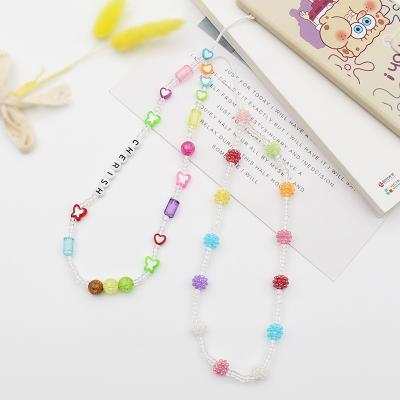 China Color Durable Portable Daily Custom Factory Women's Phone Chain Pearl Girls' Direct Cute Sister Mobile Chain for sale