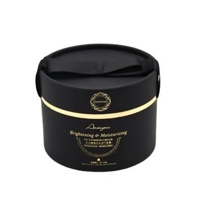 China Recyclable Black Cardboard Box Perfume Round Box Gift Candle Recycled Paper Box for sale