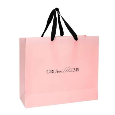 China High Quality Recyclable Environmental Friendly Pink Paper Bag Custom Clothing Packaging Recyclable Portable Paper Bag for sale