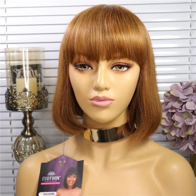 China Machine Made Vendor Bob Wigs With Bang Straight Wave Wigs Wholesale Unprocessed Regular Hair Wigs for sale