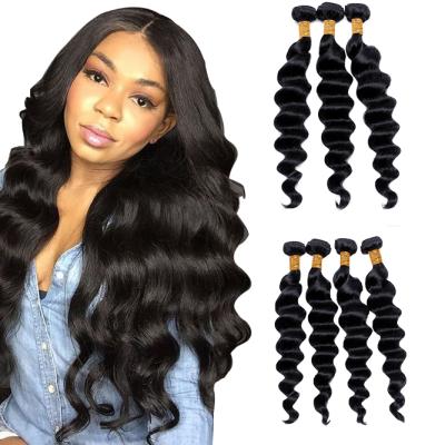 China Natural Hair 8a Grade Color Hair Weave Tangle Free Thick Human Virgin Hair Loose Wave Bundles for sale