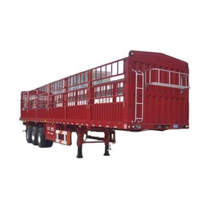 China Truck Trailer Factory Price 3 Axle Drop Side Wall Board Fence Heavy Duty Stake Ships Cattle Carrier Livestock Truck Tractor Transport for sale