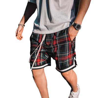 China Custom Anti-Wrinkle Mens Pocket Sweat Logo Shorts Sweat Polyester Casual Plaid Shorts for sale