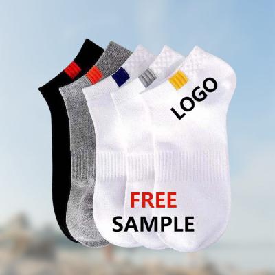 China Sporty Cotton Print Custom Embroidered Design Customize LOGO Sports Boat Casual Socks For Men for sale