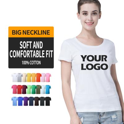 China Custom Logo Printed Women's T-shirts Wholesale Customizable Anti-wrinkle Cotton T-shirt 100% for sale